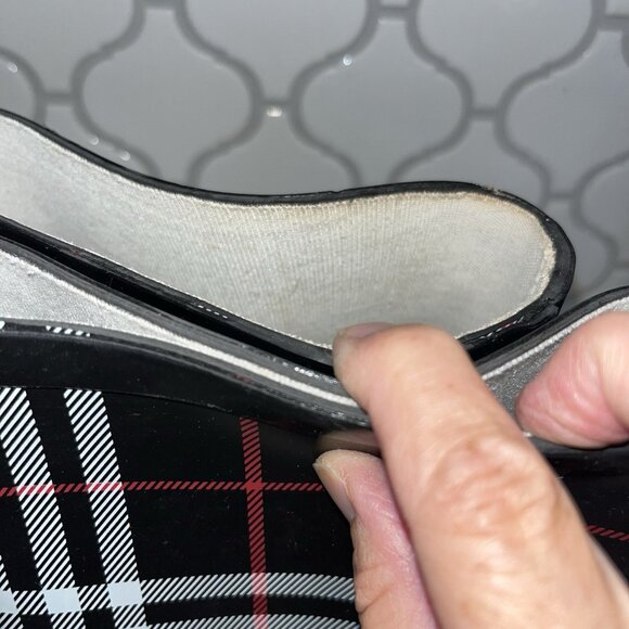 Aqua Stop Womens Pre-owned Waterproof Black/White/Red Plaid Rain Boots - sz. 8M - Picture 7 of 7
